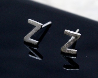 Sterling Silver 925 Initial Stud Earrings Small Letter Z Stud Earrings Letter Earrings, Alphabet Earrings