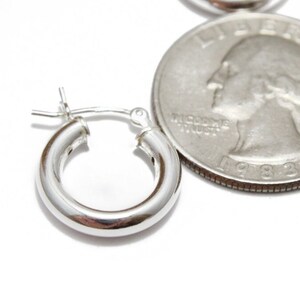 Sterling Silver Huggie Earring, Hoop Earrings, Minimalist Earrings, Small Sterling Silver 925 Hoop Earrings, Hoops,  12 mm in Diameter