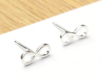 Sterling Silver Infinity Sign Stud Earrings 925 Tiny Studs