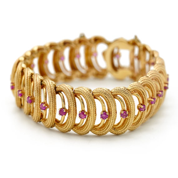 Vintage 14kt Yellow Gold and Ruby Bracelet Genuin… - image 8