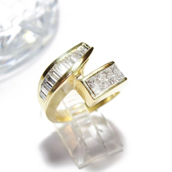 Vintage 18K Yellow Gold Diamond Ring with Princes… - image 1