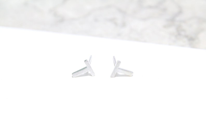 Sterling Silver 925 Initial Stud Earrings Small Letter T Stud Earrings Letter Earrings, Alphabet Earrings image 2