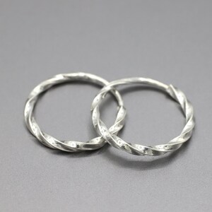 Simple Sterling Silver Huggie Hoop Earrings Twisted Design 14.5mm