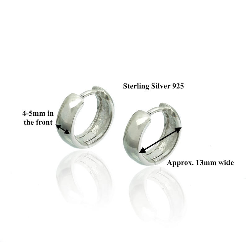 Sterling Silver Huggie Earring, Hoop Earrings, Minimalist Earrings, Small Sterling Silver 925 Hoop Earrings, Hoops, 12-14mm 1/2 in diameter image 5