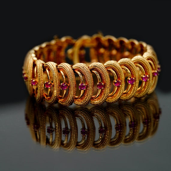 Vintage 14kt Yellow Gold and Ruby Bracelet Genuin… - image 3