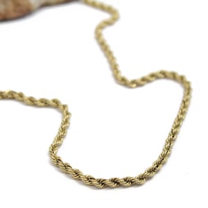 Vintage 14k Yellow Gold Solid Rope Chain 16”  3 mm Thick
