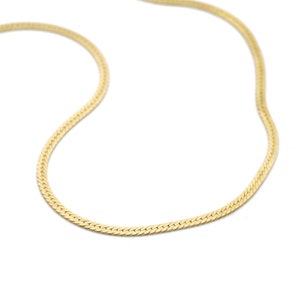 Vintage 14k Gold Herringbone Link Chain Necklace Genuine 14kt Gold 18&quot; Yellow Gold