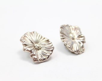 Flower Clip On Earrings Sterling silver 925