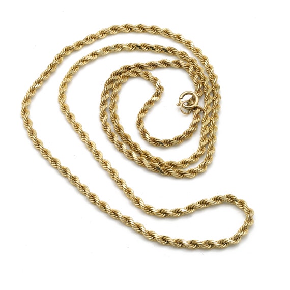 Vintage 14k Yellow Gold Rope Chain 24" 2.5mm Thick - image 1