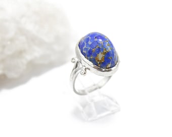Vintage Lapis Ring in Sterling Silver 925 Handmade Setting
