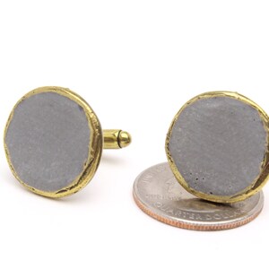 Matte Grey and Bronze Cuff Links Mens Cufflinks, Accessories, Jewelry, Suit and Ties image 2