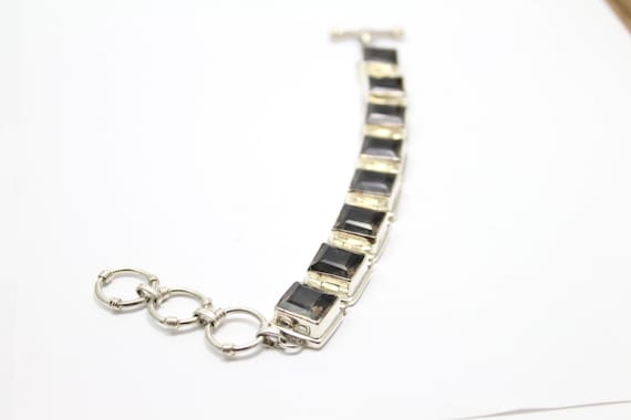 Vintage 925 Sterling Silver Bracelet With Smokey Topaz