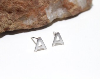 Sterling Silver 925 Initial Stud Earrings Small Letter A Stud Earrings Letter earrings. Alphabet earrings
