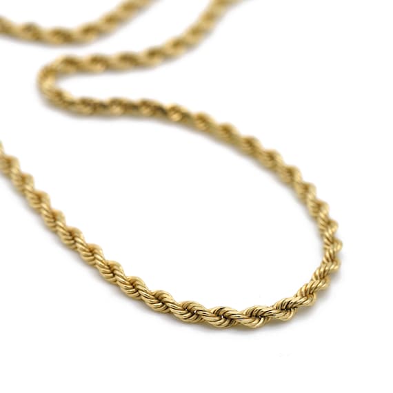 Vintage 14k Yellow Gold Rope Chain 24" 2.5mm Thick - image 2