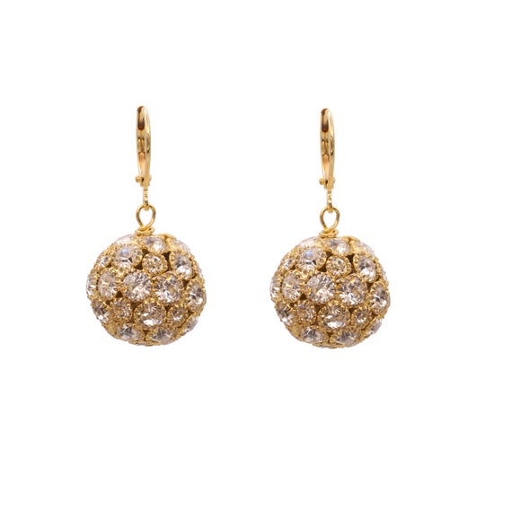 Mikey London Large White Crystal Ball Drop Statement Earrings Ladies, New |  eBay