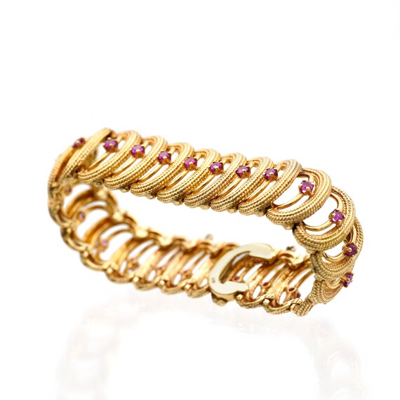 Vintage 14kt Yellow Gold and Ruby Bracelet Genuin… - image 6