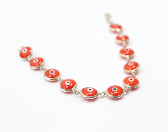 Vintage Evil Eye Bracelet in Sterling Silver 925 w