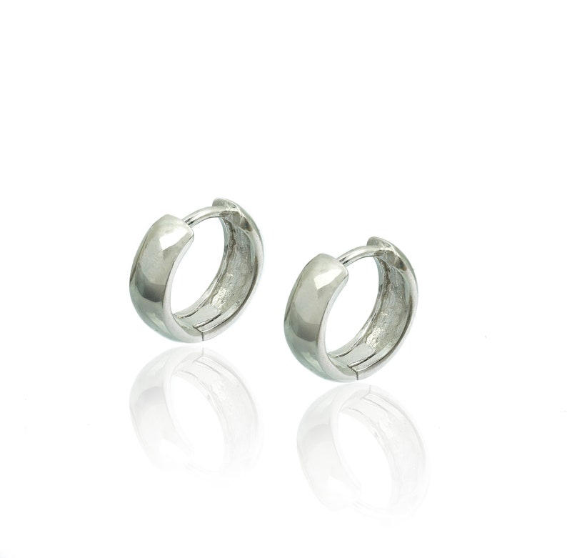 Sterling Silver Huggie Earring, Hoop Earrings, Minimalist Earrings, Small Sterling Silver 925 Hoop Earrings, Hoops, 12-14mm 1/2 in diameter image 4