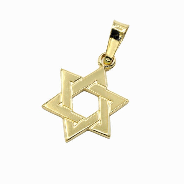 14k Yellow Gold Star of David, Magen David Pendant Necklace