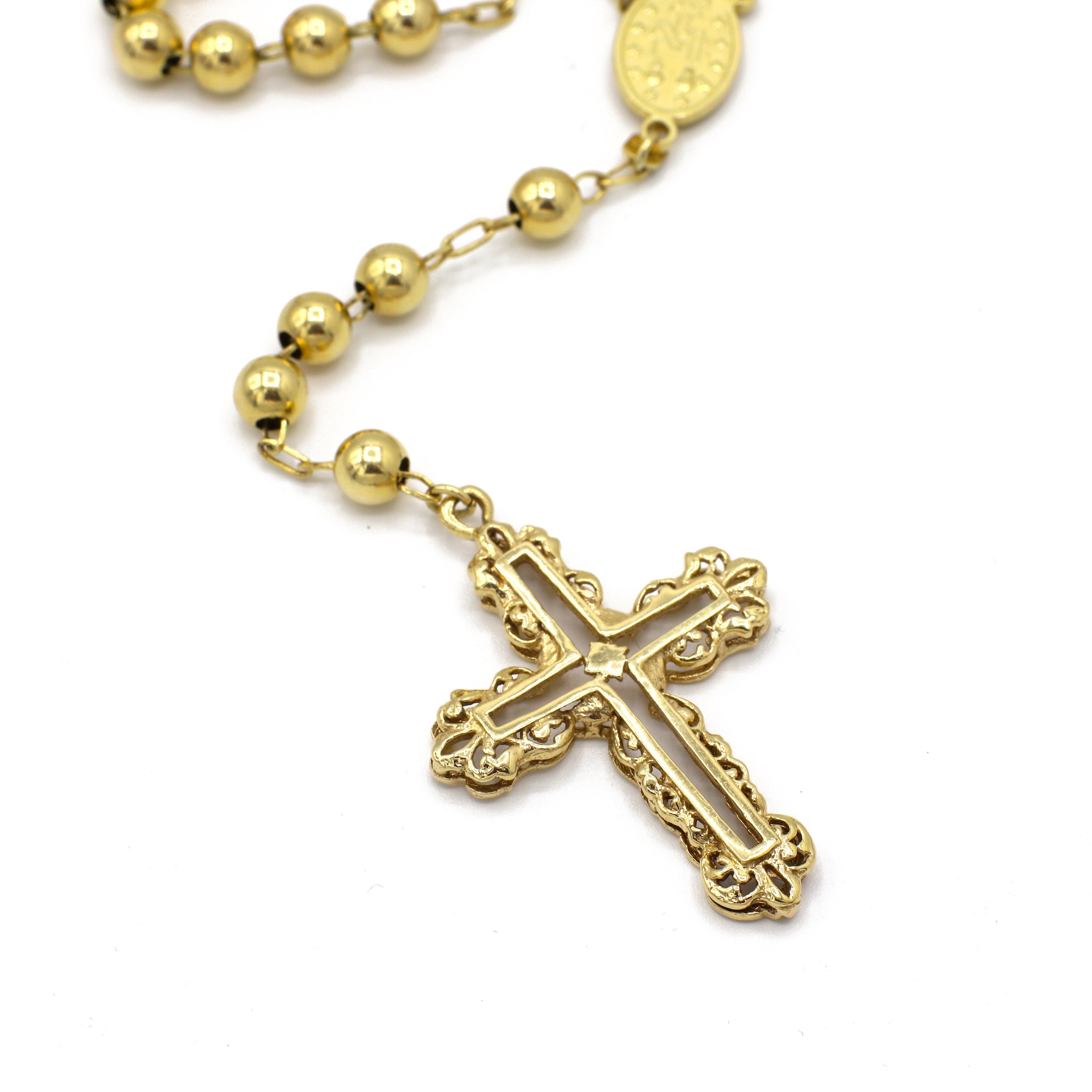 Vintage Italian 14k Yellow Gold Rosary Bead and Cross Vintage Italian 14k Yellow Gold Rosary Bead and Cross