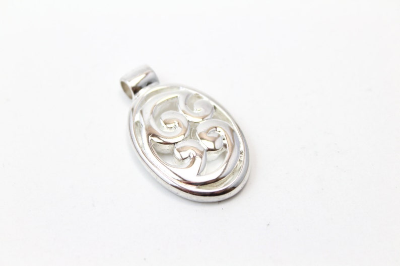 Sterling Silver Pendant with Floral Design image 1