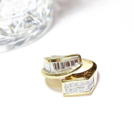 Vintage 18K Yellow Gold Diamond Ring with Princes… - image 2