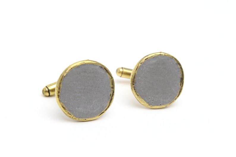 Matte Grey and Bronze Cuff Links Mens Cufflinks, Accessories, Jewelry, Suit and Ties image 3
