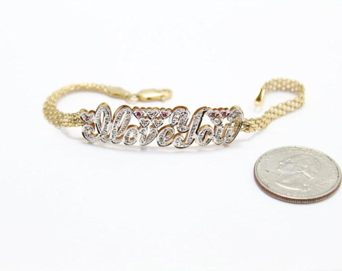 Vintage 14k Gold I LOVE YOU Bracelet With Diamonds 7 Etsy