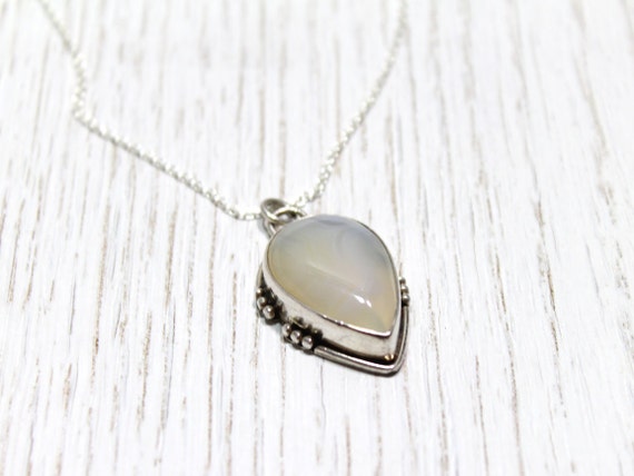 Genuine Chalcedony Drop Pendant in Sterling Silver - image 4