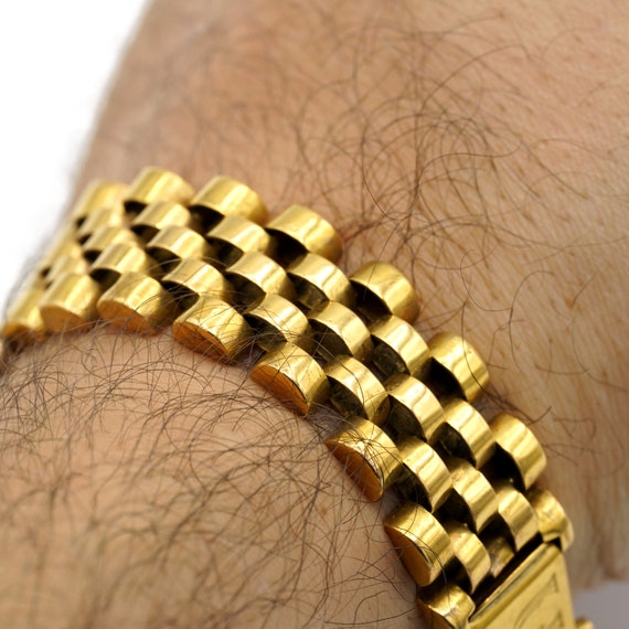 Vintage Panther Link Watch Strap Bracelet 14k Yel… - image 3