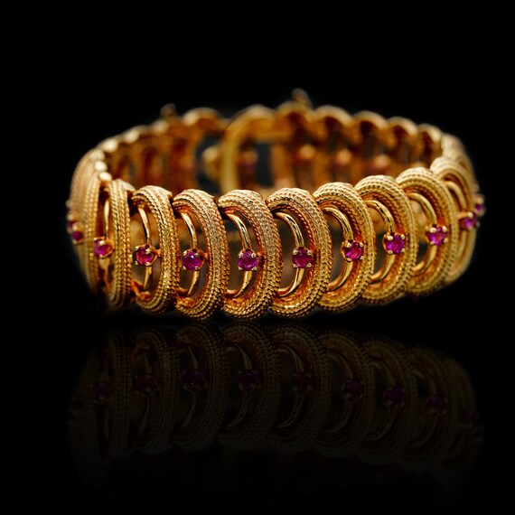 Vintage 14kt Yellow Gold and Ruby Bracelet Genuin… - image 2