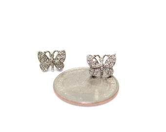 Small Butterfly Earrings with Swarovski Crystals