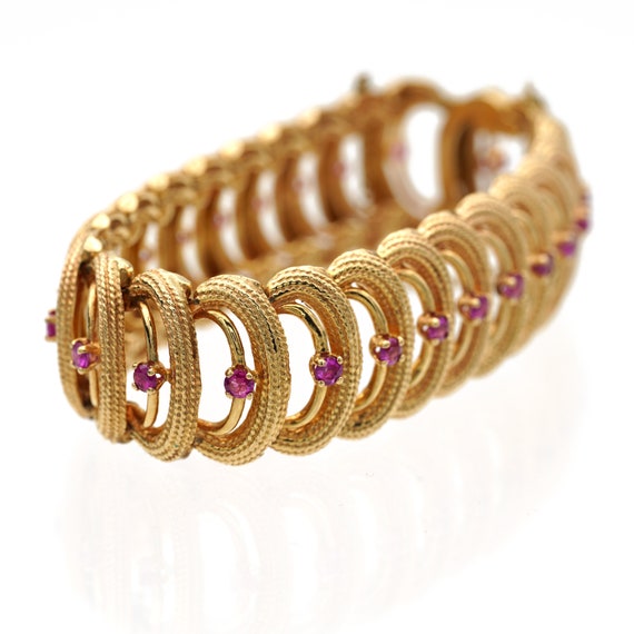Vintage 14kt Yellow Gold and Ruby Bracelet Genuin… - image 7