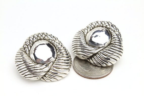 Large sterling silver clip on earrings deals