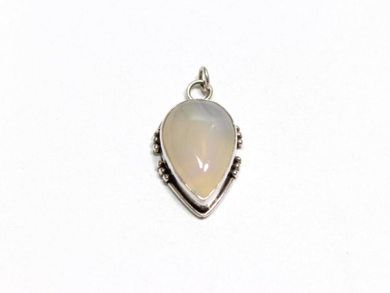 Genuine Chalcedony Drop Pendant in Sterling Silver - image 2