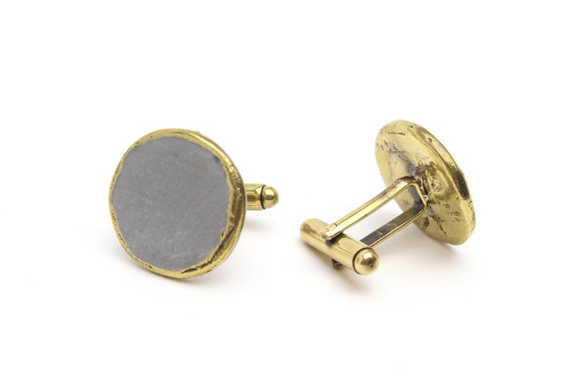Matte Grey and Bronze Cuff Links Mens Cufflinks, Accessories, Jewelry, Suit and Ties image 1