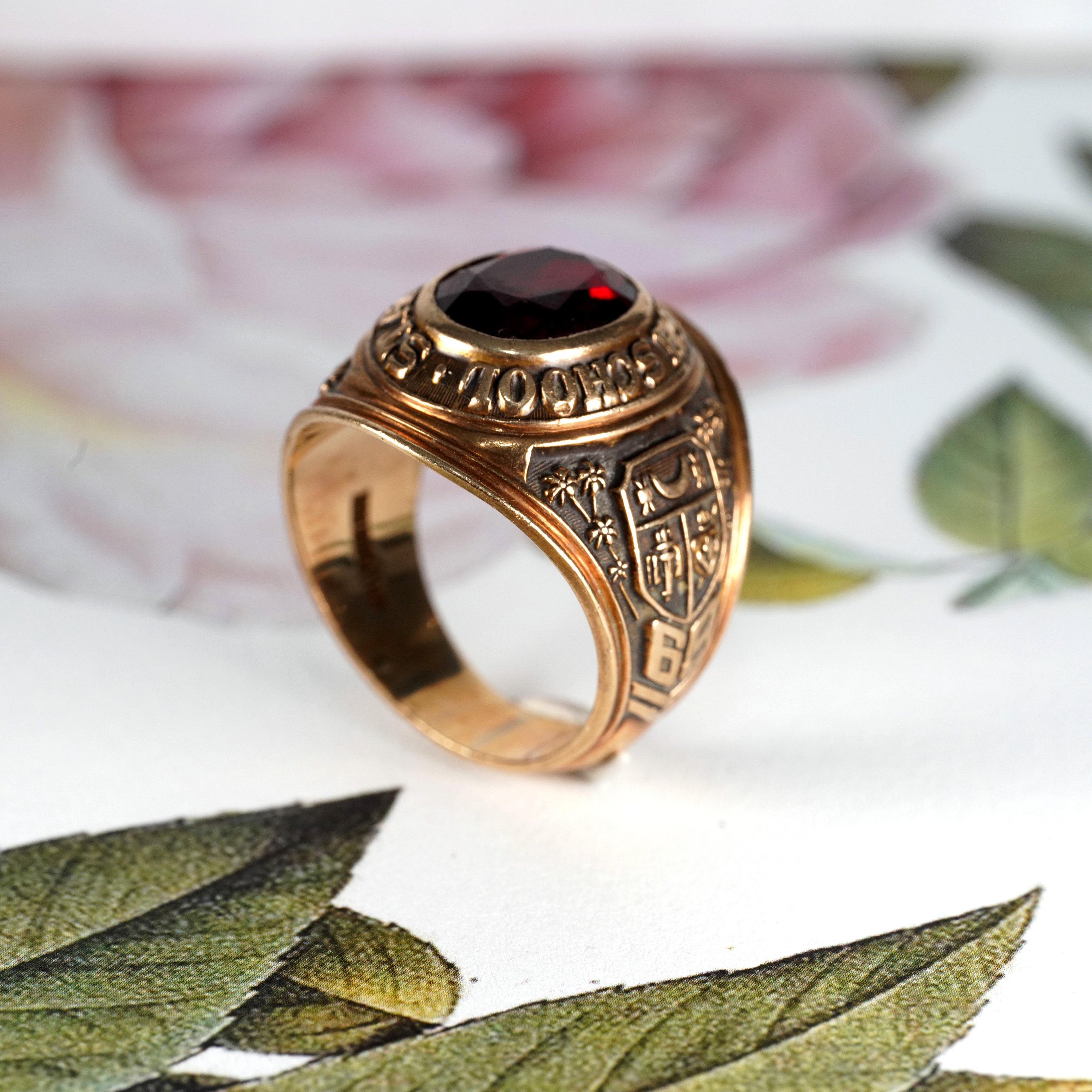 アクセサリー 30s vintage college ring 10k gold 14 Vintage Solid 10k White & Yellow Gold 1930 Class Ring - Size