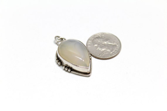 Genuine Chalcedony Drop Pendant in Sterling Silver - image 3