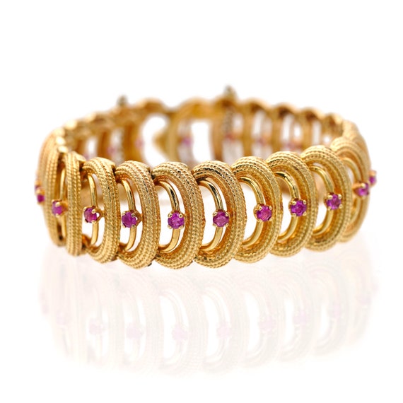 Vintage 14kt Yellow Gold and Ruby Bracelet Genuin… - image 1