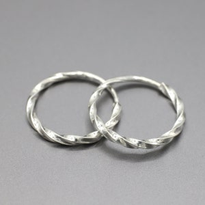 Simple Sterling Silver Huggie Hoop Earrings Twisted Design 13mm