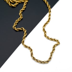 Vintage 14k Yellow Gold Rope Chain 24&quot; 3mm Thick