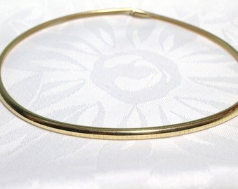 14k Yellow Gold Choker Necklace Half Round Italian Made 16" high polish statement Necklace