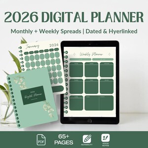 2026 Digital Planner for iPad – GoodNotes, Notability | Dated Weekly, Monthly Pages | Academic + Minimal PDF Planner | Sage