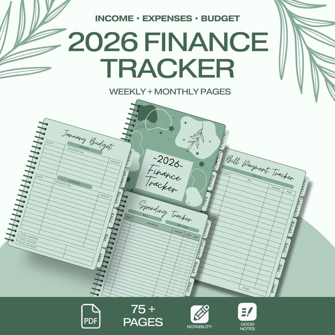 2026 Sage Green Finance Tracker | Budget, Expense & Income Tracker | Goodnotes, Notability, Ipad ...