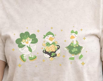 Lucky Ducks St Patricks Day Shirt, Shamrock Goose Graphic Tee, Irish Holiday Apparel