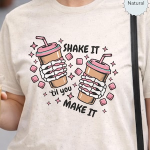 Iced Coffee Skeleton Graphic Tee, Motivational Humor T-Shirt image 1
