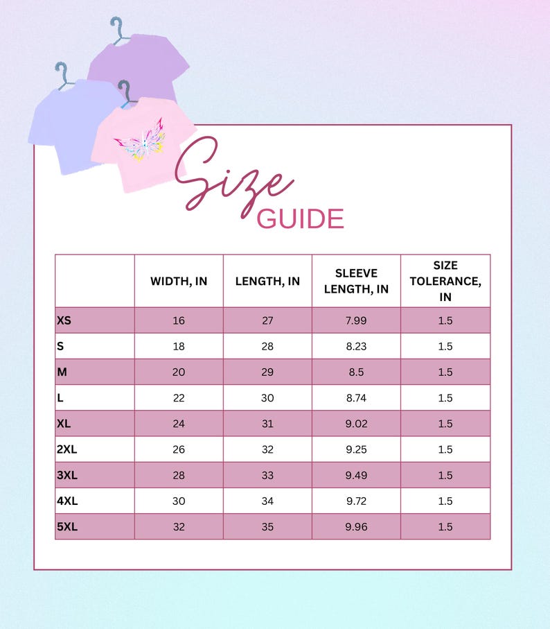 Unisex t-shirt size guide chart with measurements for Shake It ’Til You Make It graphic tee