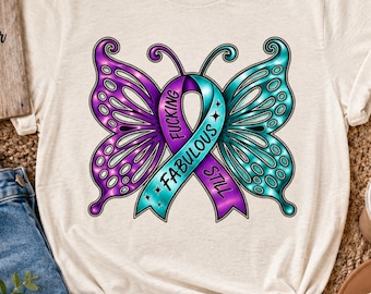 Still Fucking Fabulous T-Shirt, Suicide Awareness Ribbon Butterfly Graphic Tee