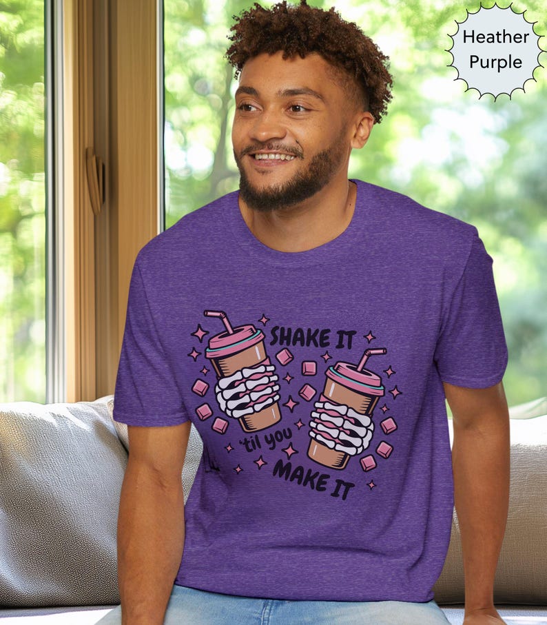 Iced Coffee Skeleton Graphic Tee, Motivational Humor T-Shirt image 2