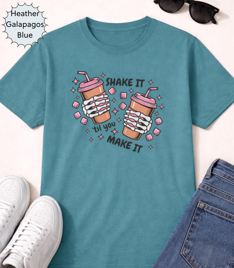 Iced Coffee Skeleton Graphic Tee, Motivational Humor T-Shirt image 5